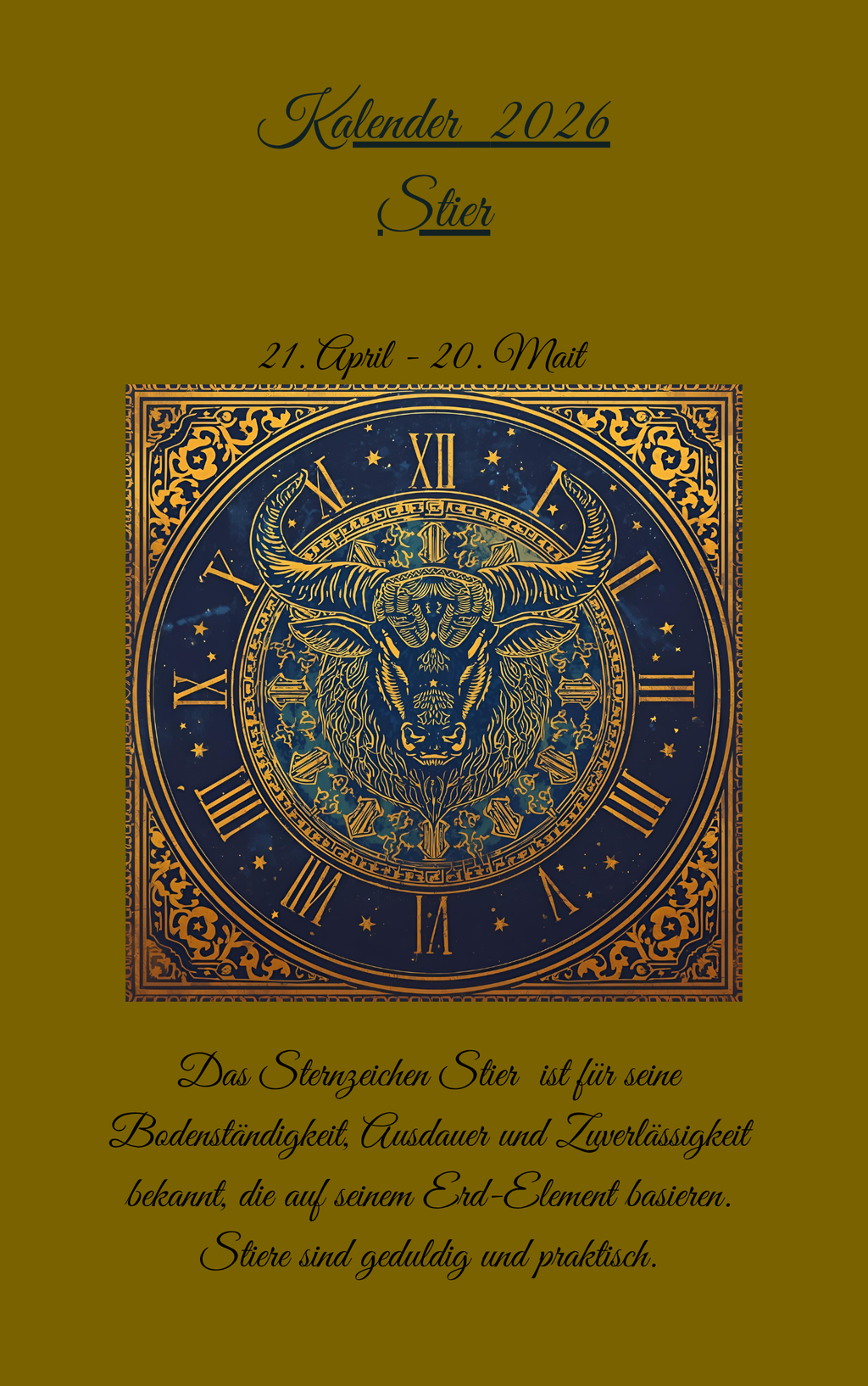 Sternzeichen Stier Kalender 2026