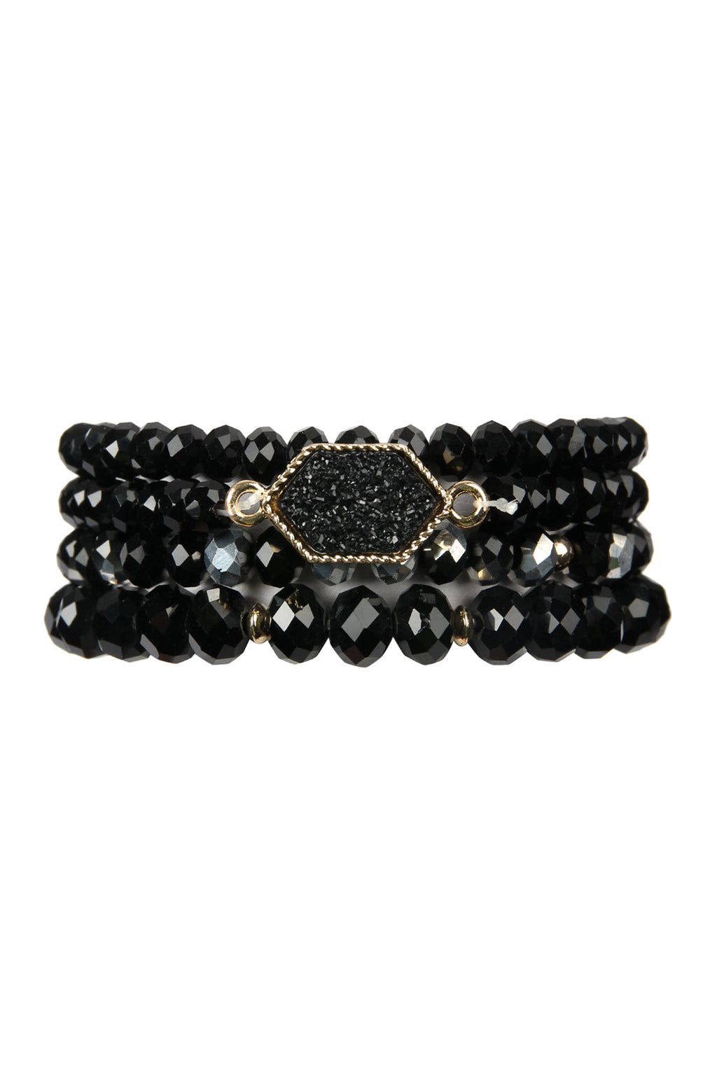Druzy Stone Hexagon Glass Beads Bracelet