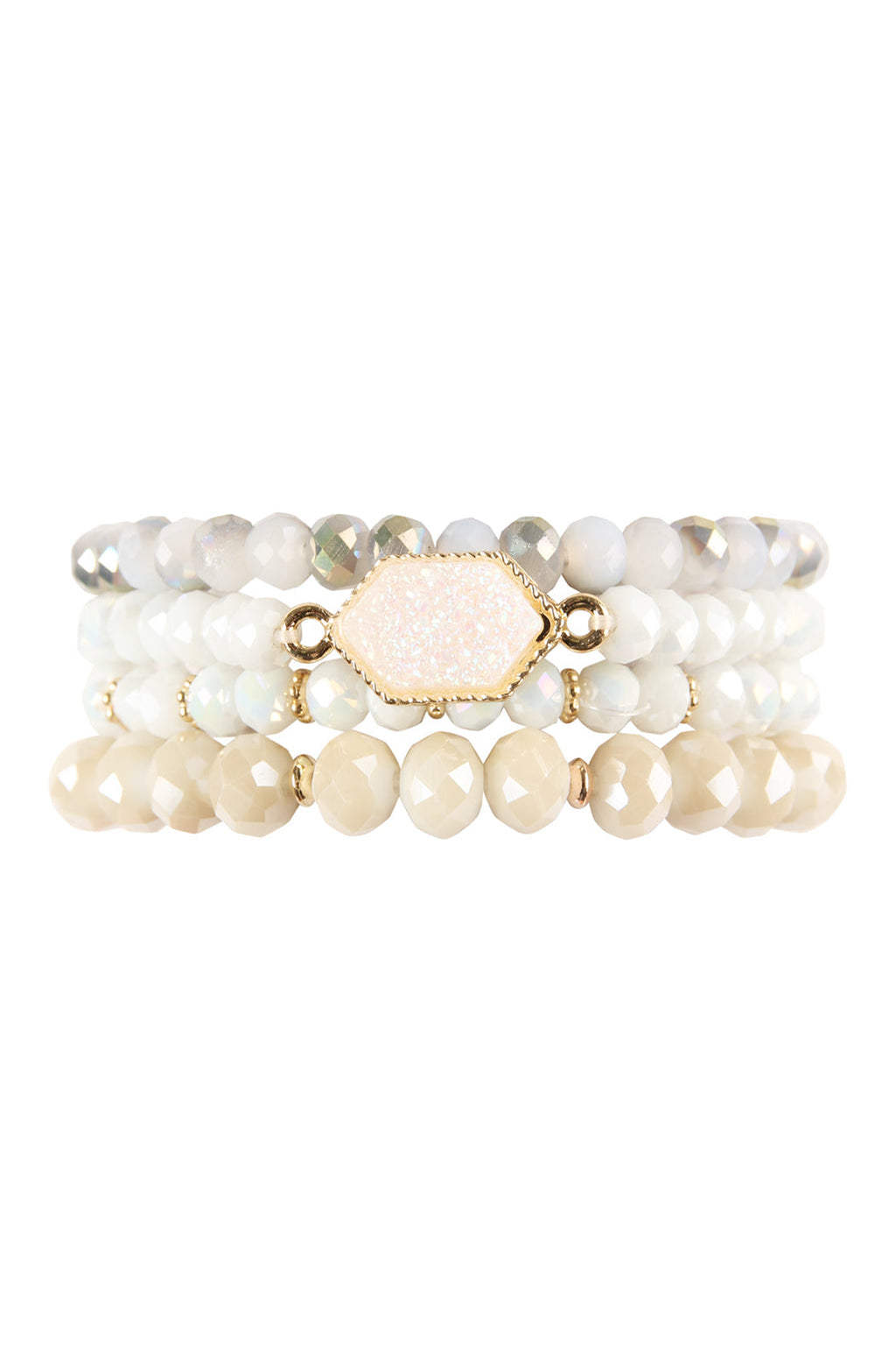 Druzy Stone Hexagon Glass Beads Bracelet