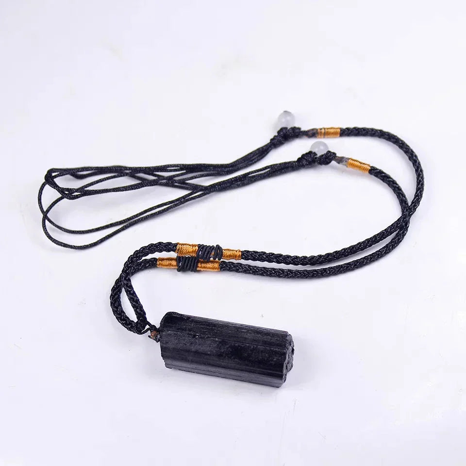 Black Tourmaline Pendant Rough Stone Natural Stone Necklace Ornament Crystal