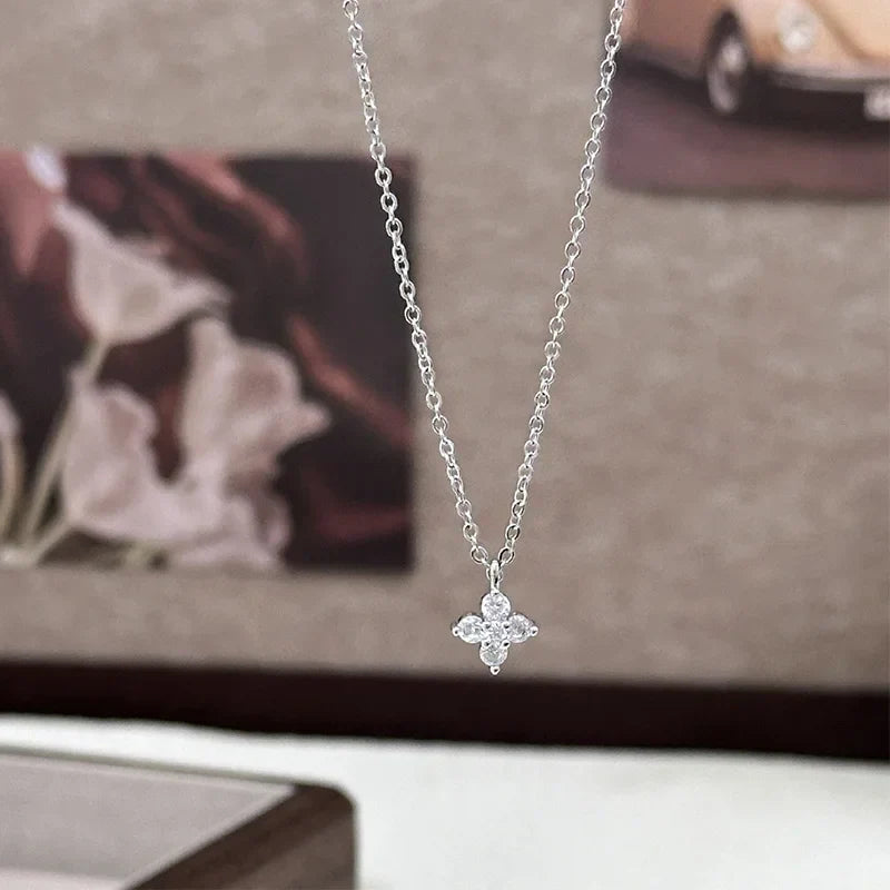 Dainty Lucky Leaf Necklace for Women 925 Sterling Silver Trendy 14K Gold Plating