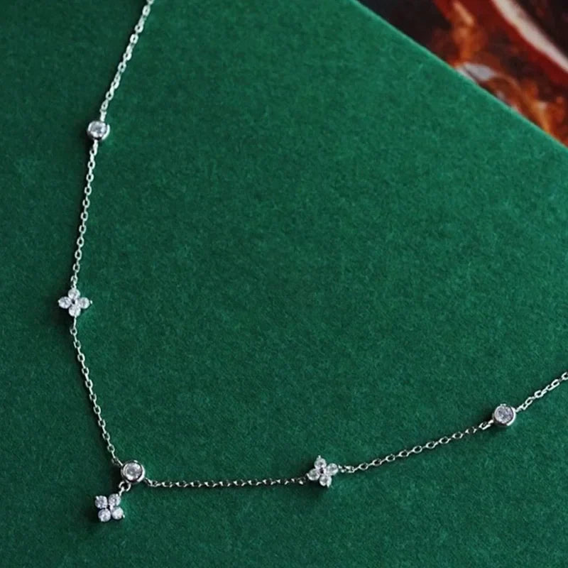 Dainty Lucky Leaf Necklace for Women 925 Sterling Silver Trendy 14K Gold Plating