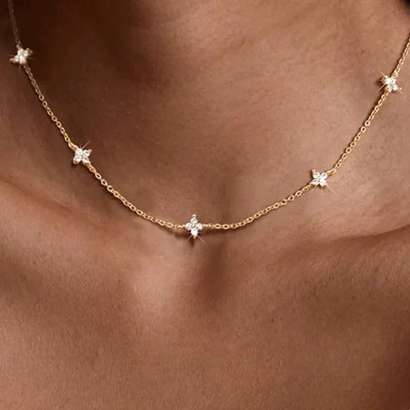 Dainty Lucky Leaf Necklace for Women 925 Sterling Silver Trendy 14K Gold Plating