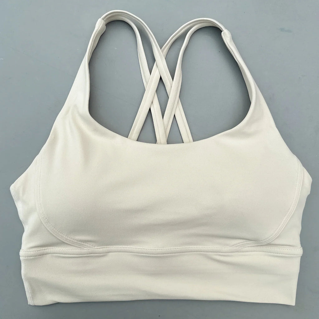 Solid Color Soft Cross Back Women Fitness Bra Tights Yoga Vest High Strength