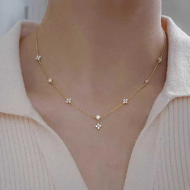 Dainty Lucky Leaf Necklace for Women 925 Sterling Silver Trendy 14K Gold Plating