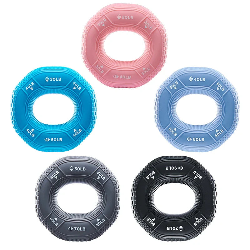 Silicone Adjustable 20-90lb Hand Grip Arm Strength Exercise Gripping Ring
