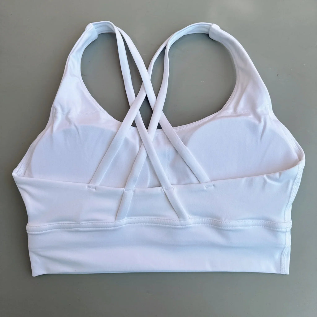 Solid Color Soft Cross Back Women Fitness Bra Tights Yoga Vest High Strength