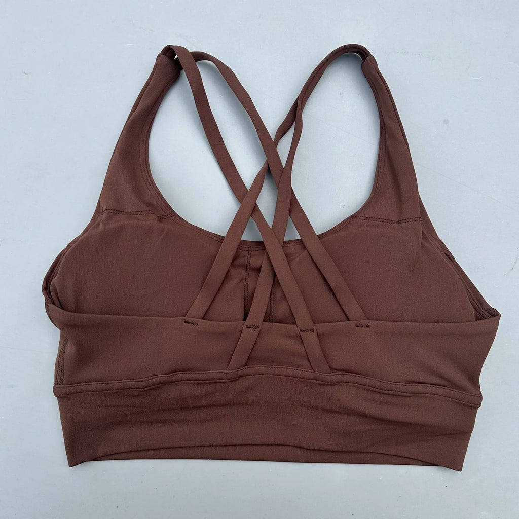 Solid Color Soft Cross Back Women Fitness Bra Tights Yoga Vest High Strength