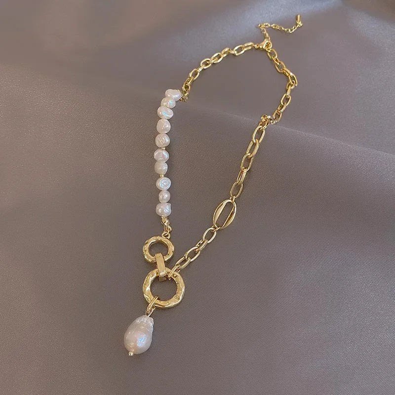 100% Natural Baroque Freshwater Pearl Fashion 14K Gold Filled Female Necklace