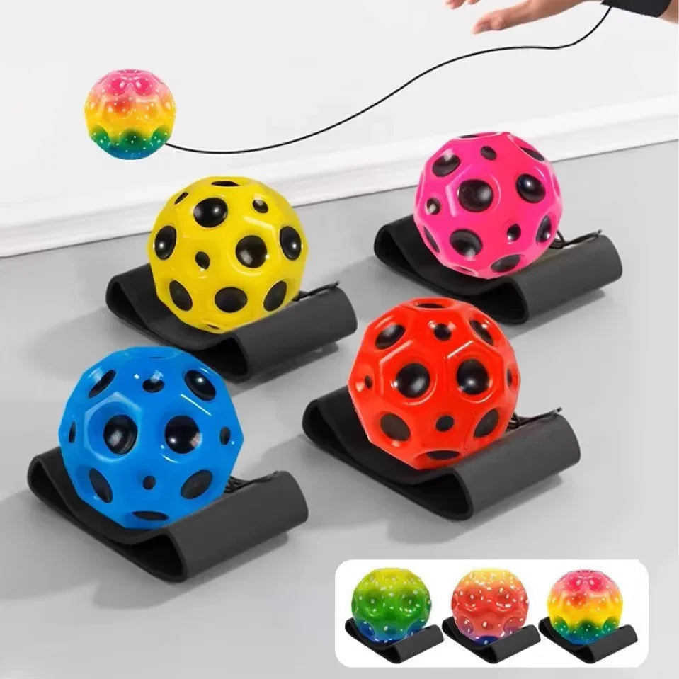 High Elastic Decompression Moon Stone Ball With Rebound Rope for Kids and