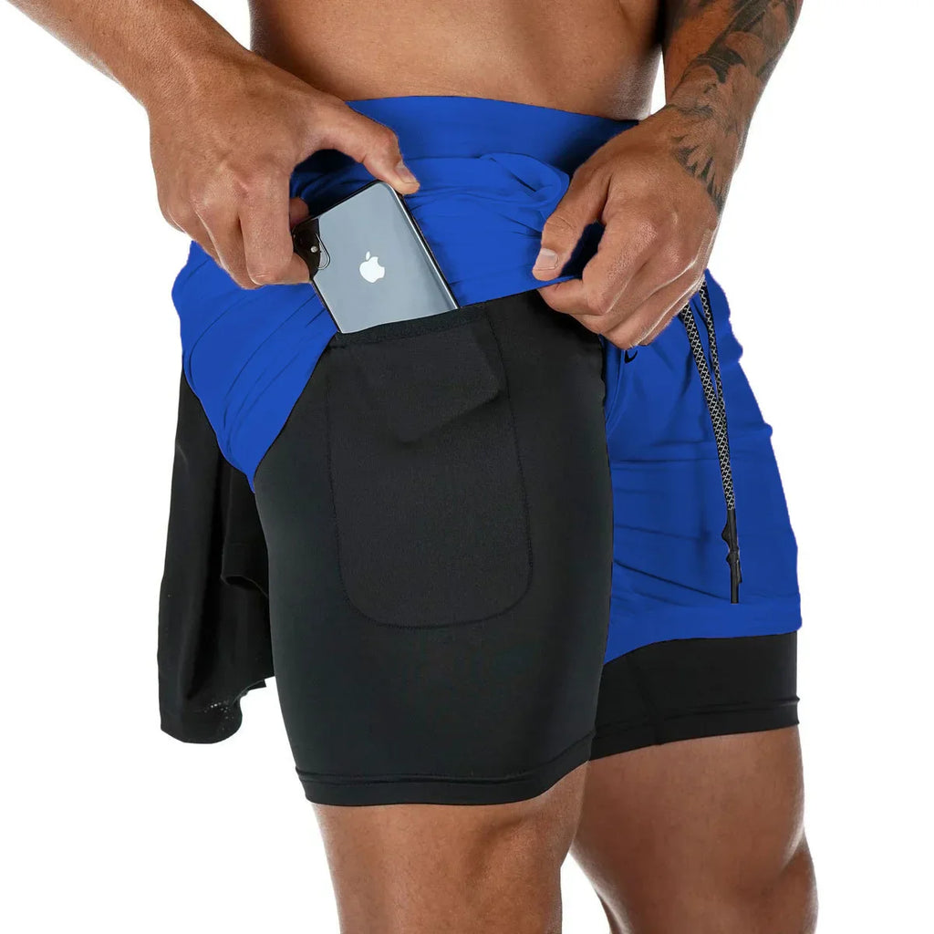 Camo Running Shorts Men Gym Sports Shorts 2 in 1 Quick Dry Workout Training Gym