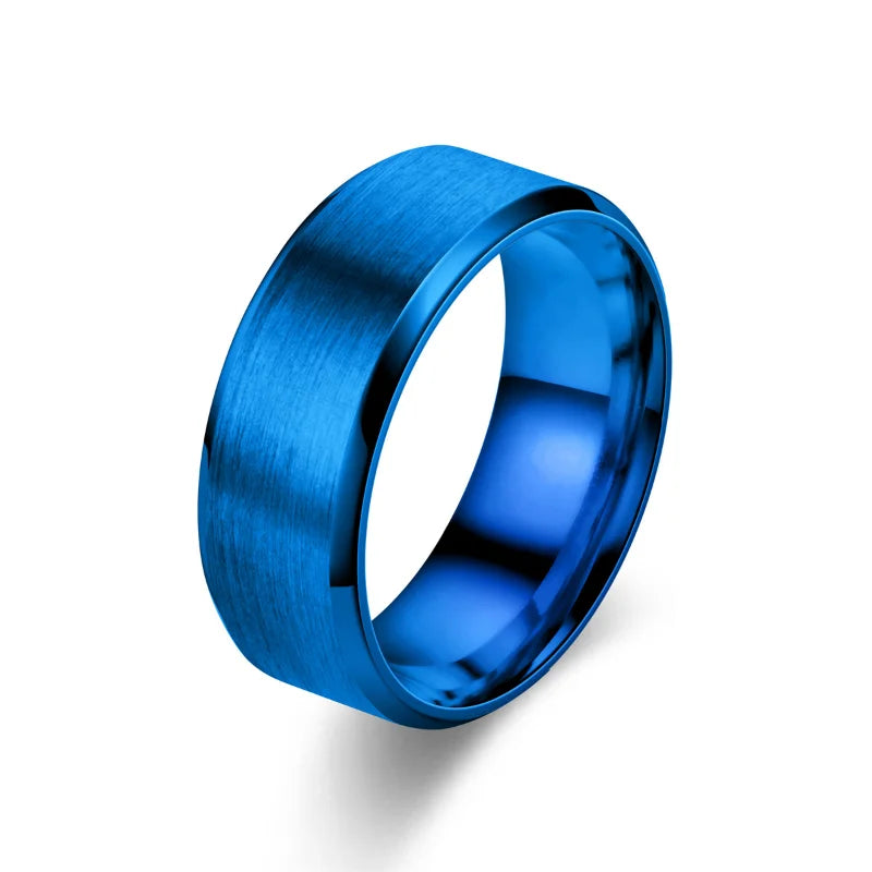 6 Colors Classic 8mm Tungsten Mens Ring Surface Brushed Stainless Steel Ring for