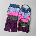 Sexy Halter Neck Beautiful Back High Waist Peach Sports Bras Shorts Suit Pilates