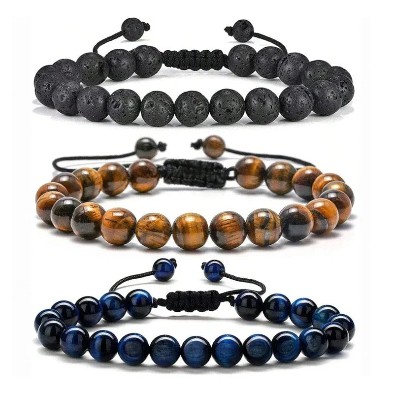 Armband aus mehreren Stilen 8mm natürliche Tigeraugen Lavasteine Schutz HANDGEMACHT